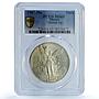 Mexico 1 onza Libertad Type 1 PLATA PURA KM-494.1 MS 65 PCGS silver coin 1987