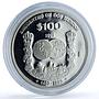 Mexico 100 pesos Columnaria KM-540 Ibero-American Ship silver coin 1991