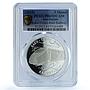 Azerbaijan 5 manat Baku Tbilisi Kars Raiway KM-74 Train PR 69 PCGS Ag coin 2015