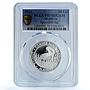 Moldova 50 lei Spoonbill KM-68 Red Book Fauna Bird PR 70 PCGS silver coin 2011