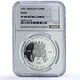 Uruguay 50000 pesos Ibero-American KM-100 Flags PF 69 NGC silver coin 1991