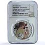 Niue 1 dollar Aquarius KM-505 Mucha Zodiac Signs Art PF 70 NGC silver coin 2010