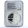 Belarus 20 roubles Belarusbank KM-70 Anniversary PF 69 NGC silver coin 2002