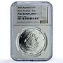 Argentina 25 pesos Sarmiento KM-138 Ibero-American Ship PF 67 NGC Ag coin 2002