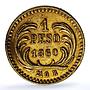 Guatemala 1 peso Republic KM-179 Rafael Carrera gold coin 1860 R