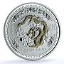 Australia 1 dollar Year Dragon Gilt KM-424 Lunar Series 1 silver coin 2000