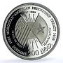 Morocco 200 dirhams American Friendship Treaty Y#81 Flags proof silver coin 1987