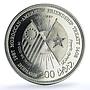 Morocco 200 dirhams American Friendship Treaty Y#81 Flags BU silver coin 1987