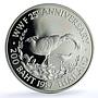 Thailand 200 baht WWF Wildlife Fund Y#206 Fauna Pheasant Bird silver coin 1987