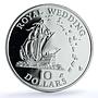 East Caribbean 10 dollars Wedding KM-9a Charles Diana Ship silver coin 1981