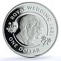 Bermuda 1 dollar Wedding KM-28a Charles Diana Flowers proof silver coin 1981
