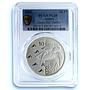 Aruba 10 florins Green Sea Turtles KM-20 Wildlife PL 69 PCGS silver coin 2001