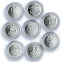 Egypt 5 pounds x 8 Set Barcelona Olympic Games Matte Sports silver coins 1992