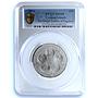 Cayman Islands 50 dollars Queens of England KM-12 MS 69 PCGS silver coin 1976
